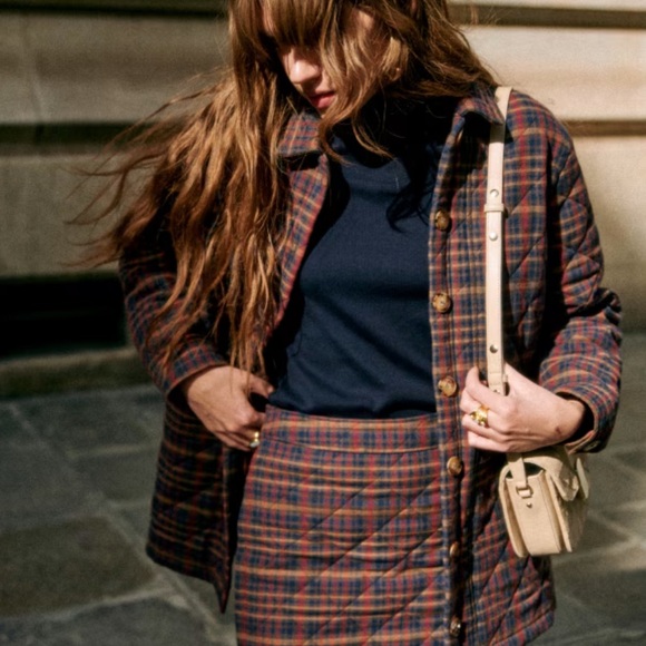 Sezane Will Jacket (S) - Ivan Burgandy Tartan NWT! - Picture 4 of 5